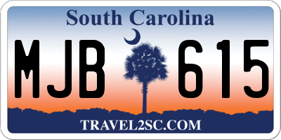 SC license plate MJB615