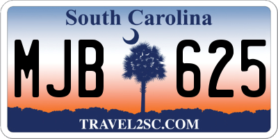 SC license plate MJB625