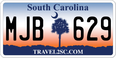 SC license plate MJB629