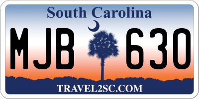 SC license plate MJB630