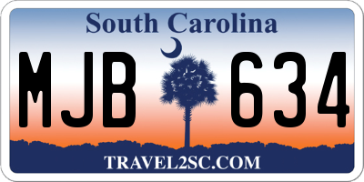 SC license plate MJB634