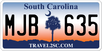 SC license plate MJB635