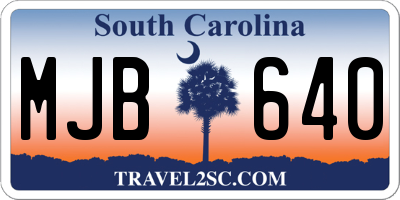SC license plate MJB640
