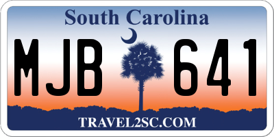 SC license plate MJB641