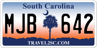SC license plate MJB642