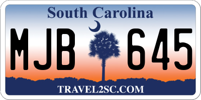 SC license plate MJB645