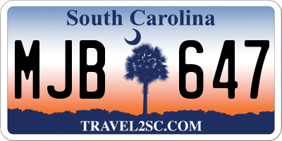 SC license plate MJB647