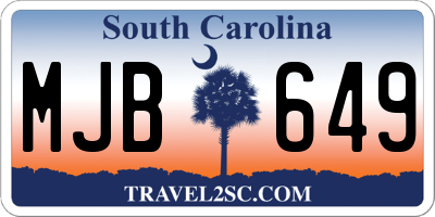 SC license plate MJB649
