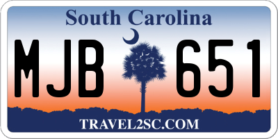 SC license plate MJB651