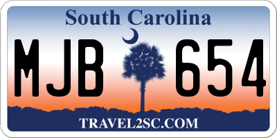 SC license plate MJB654