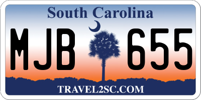 SC license plate MJB655
