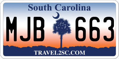 SC license plate MJB663