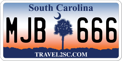 SC license plate MJB666