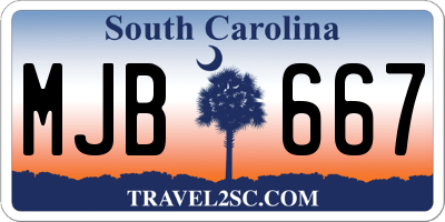SC license plate MJB667