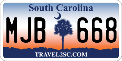 SC license plate MJB668