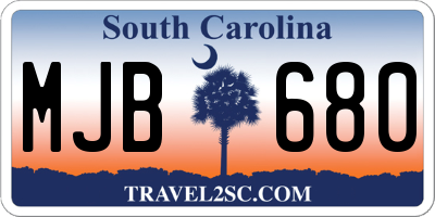 SC license plate MJB680