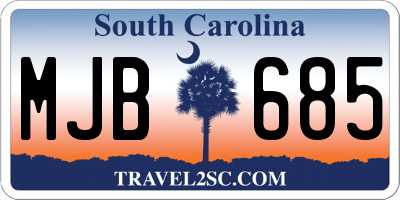 SC license plate MJB685
