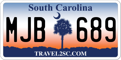 SC license plate MJB689