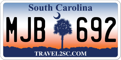 SC license plate MJB692