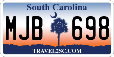 SC license plate MJB698