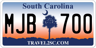 SC license plate MJB700