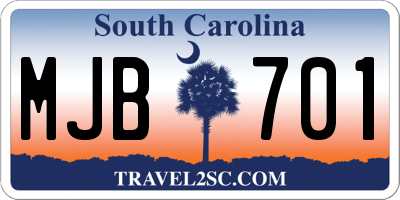 SC license plate MJB701