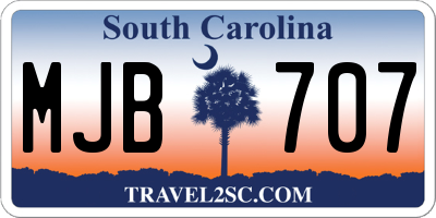 SC license plate MJB707