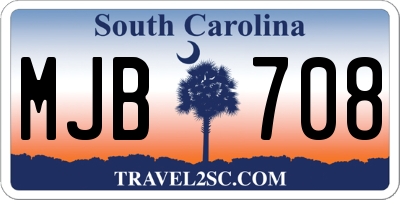 SC license plate MJB708