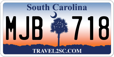 SC license plate MJB718
