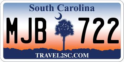 SC license plate MJB722