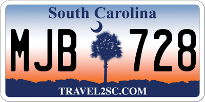 SC license plate MJB728