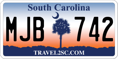 SC license plate MJB742
