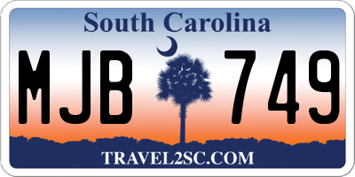 SC license plate MJB749