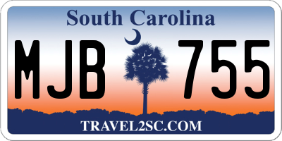 SC license plate MJB755