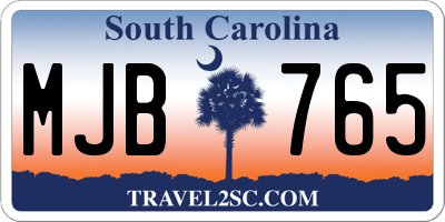 SC license plate MJB765