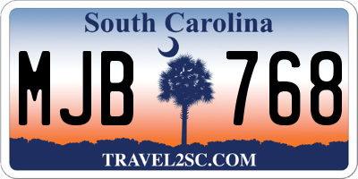 SC license plate MJB768
