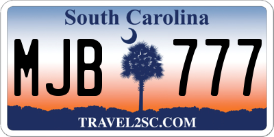 SC license plate MJB777