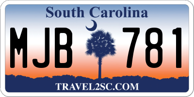 SC license plate MJB781