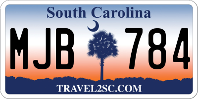 SC license plate MJB784