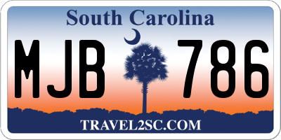 SC license plate MJB786