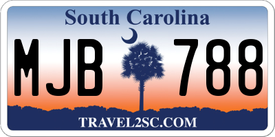 SC license plate MJB788