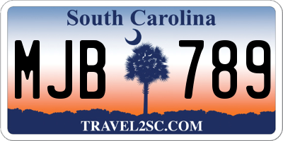 SC license plate MJB789