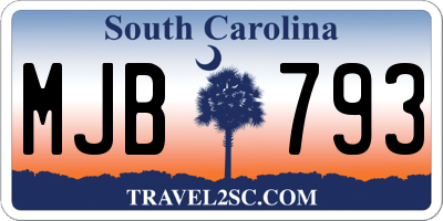 SC license plate MJB793