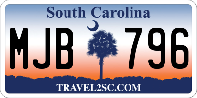 SC license plate MJB796