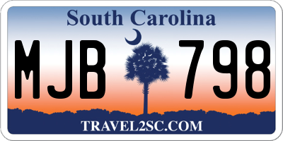 SC license plate MJB798