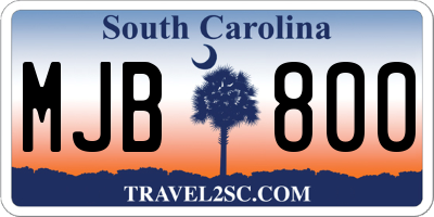 SC license plate MJB800