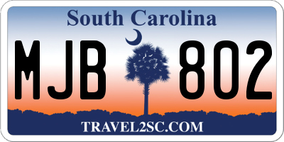 SC license plate MJB802