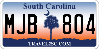 SC license plate MJB804
