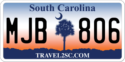 SC license plate MJB806