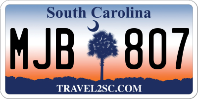 SC license plate MJB807